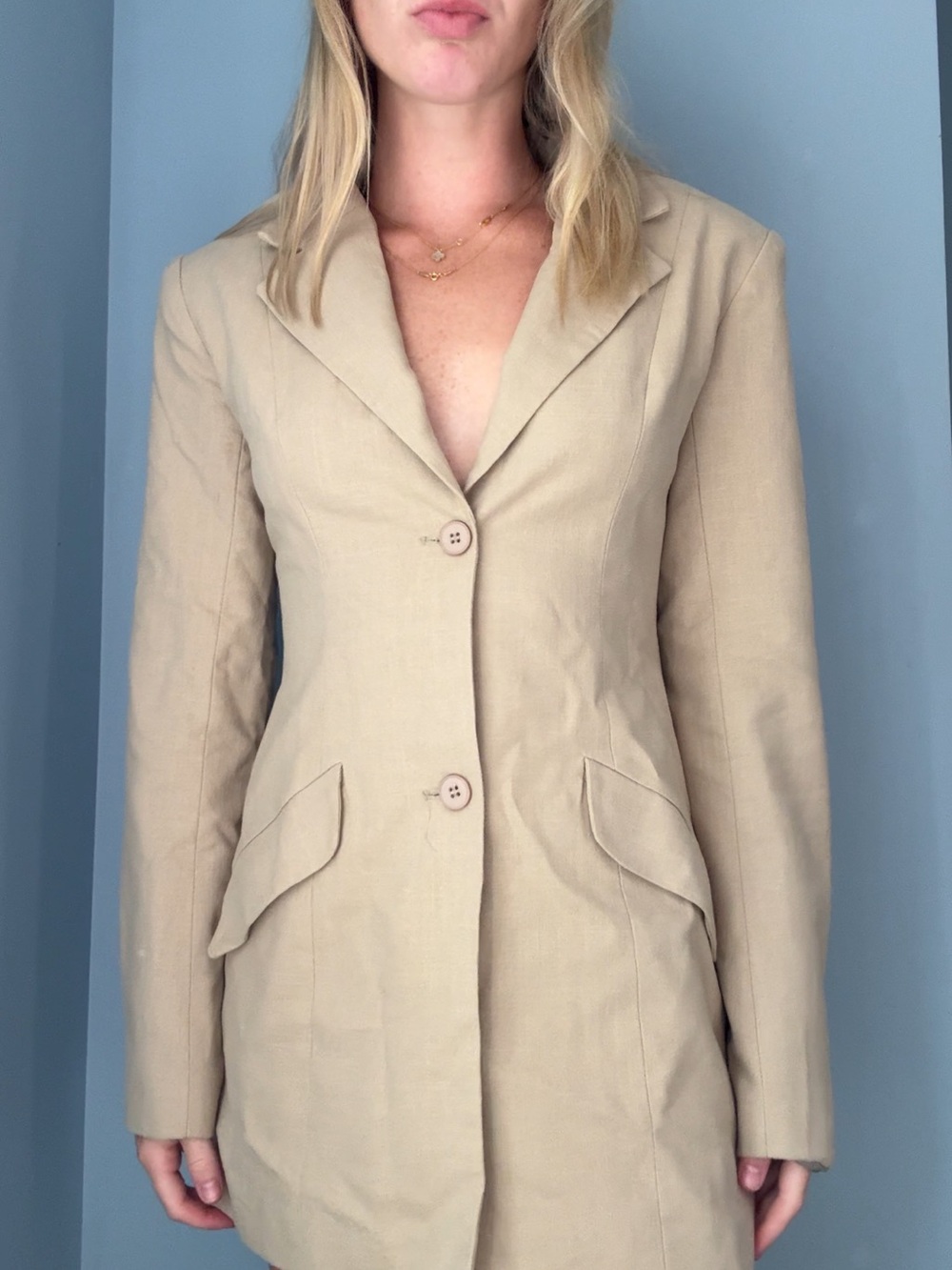 Beige Women's Blazer dress - Classic Tailored Jacket